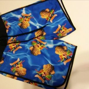 Mens Blue BioWorld Tropical Cat Pina Colada Shorts